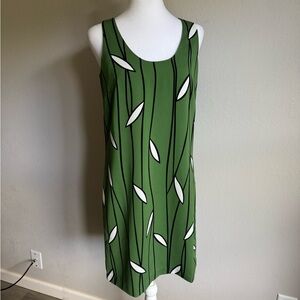 NWT Ann Taylor Green Black Print Shift Dress Womens 2 Career Work